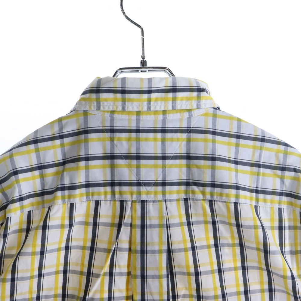 TOMMY HILFIGER(トミーヒルフィガー) フラップポケット ボタンダウンカラー 7分丈 チェックシャツ ホワイト/イエロー 11-4111303-420