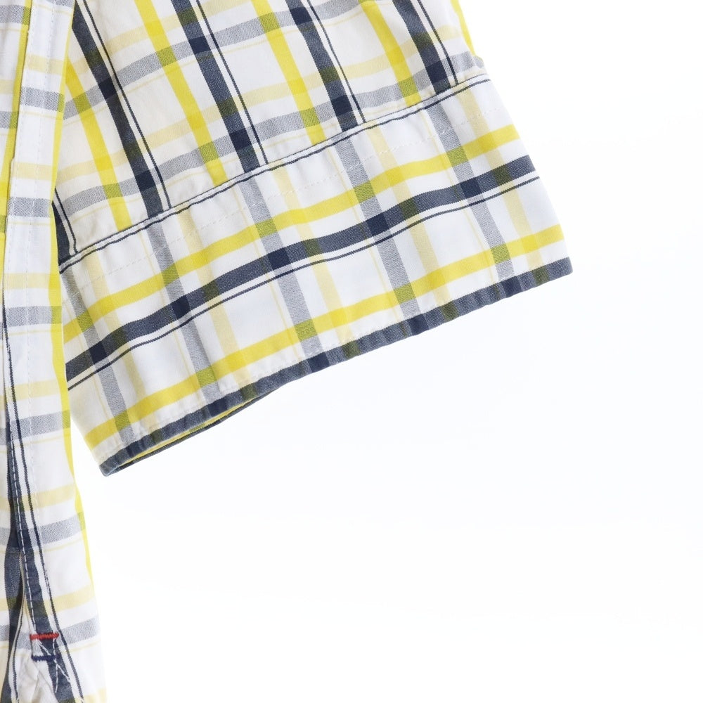 TOMMY HILFIGER(トミーヒルフィガー) フラップポケット ボタンダウンカラー 7分丈 チェックシャツ ホワイト/イエロー 11-4111303-420