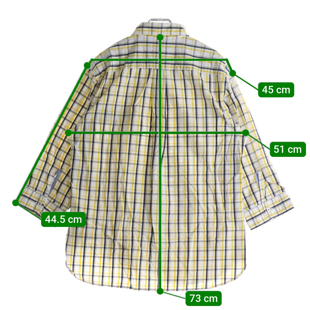 TOMMY HILFIGER(トミーヒルフィガー) フラップポケット ボタンダウンカラー 7分丈 チェックシャツ ホワイト/イエロー 11-4111303-420