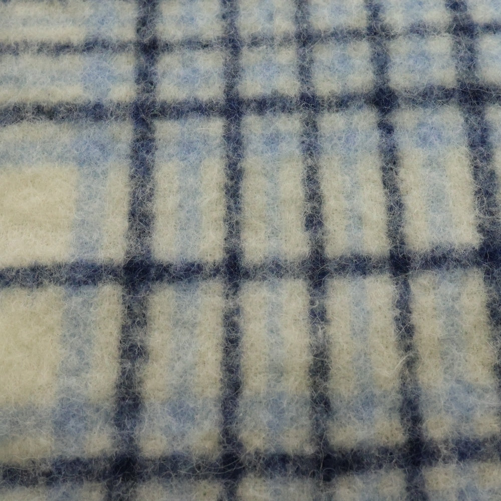 JACQUEMUS(ジャックムス) Carro スカーフ チェック柄 モヘア アルパカ混 ジャガードフリンジマフラー ホワイト/ブルー