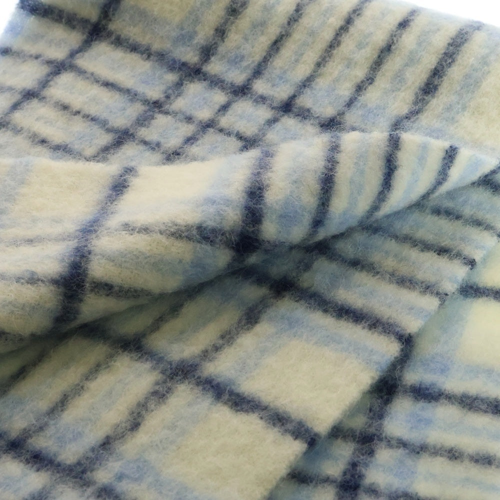 JACQUEMUS(ジャックムス) Carro スカーフ チェック柄 モヘア アルパカ混 ジャガードフリンジマフラー ホワイト/ブルー