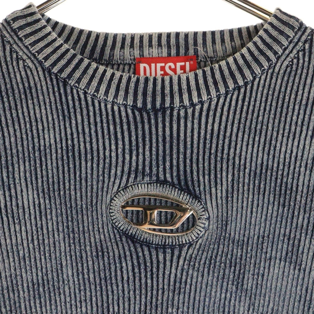 DIESEL(ディーゼル) M-Anaheim Dロゴ 半袖ニットシャツ カットソー インディゴ レディース A16249