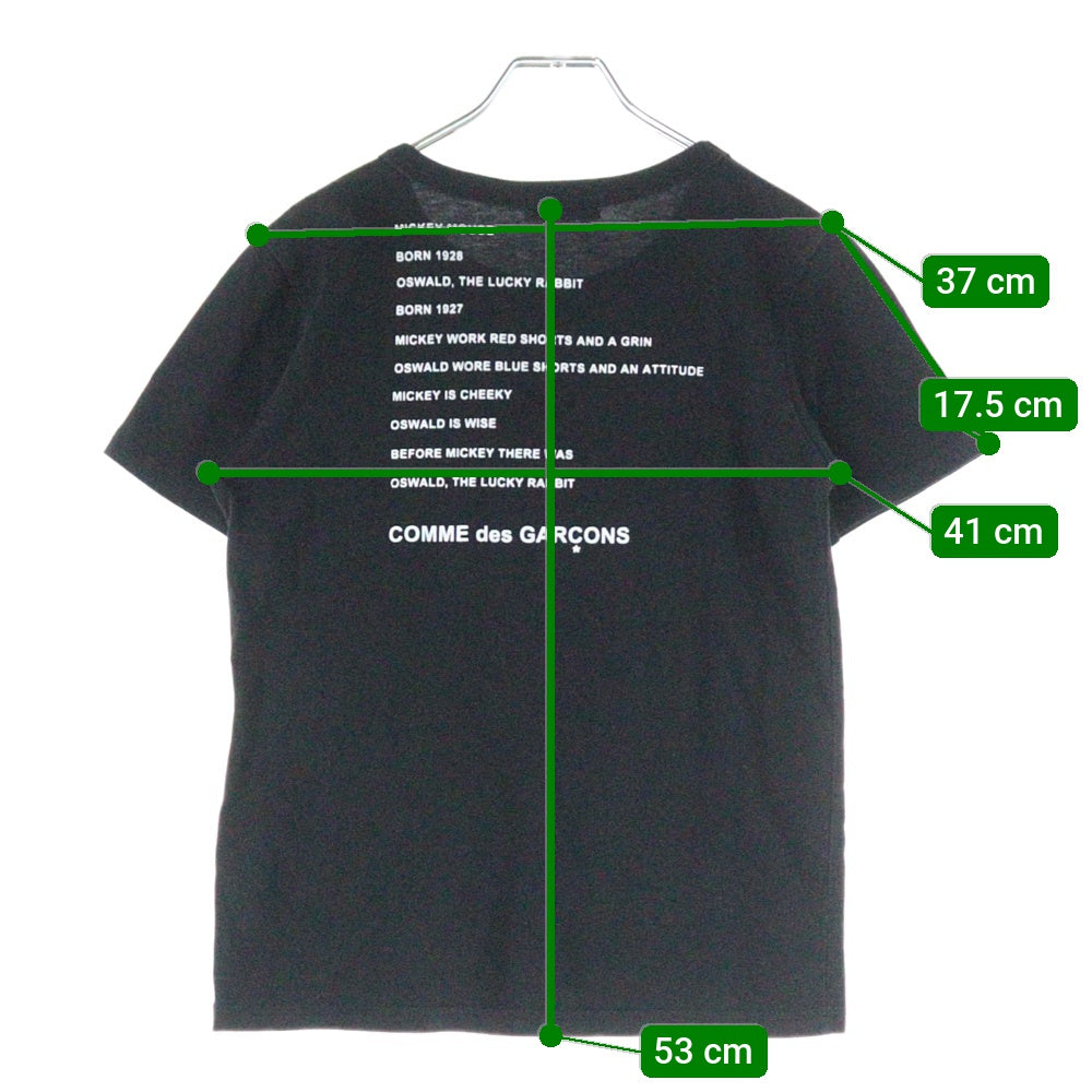 COMME des GARCONS(コムデギャルソン) 10 corso como COMME des GARCONS AD2005 OSWALD キャラクタープリント 半袖Tシャツ ブラック レディース AZ-T026
