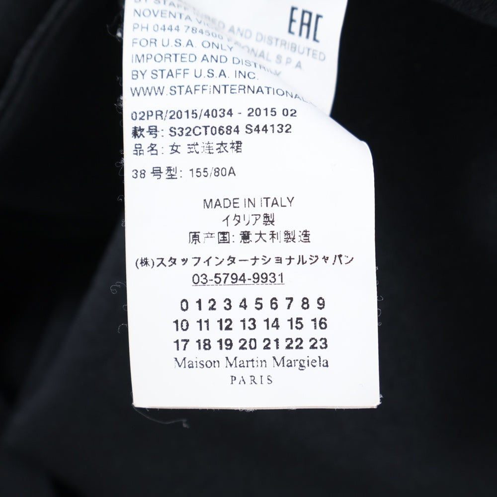 MM6 Maison Margiela(エムエムシックスメゾンマルジェラ) 15AW 変形デザイン サイドリボン ノースリーブワンピース ブラック レディース S32CT0684 S44132