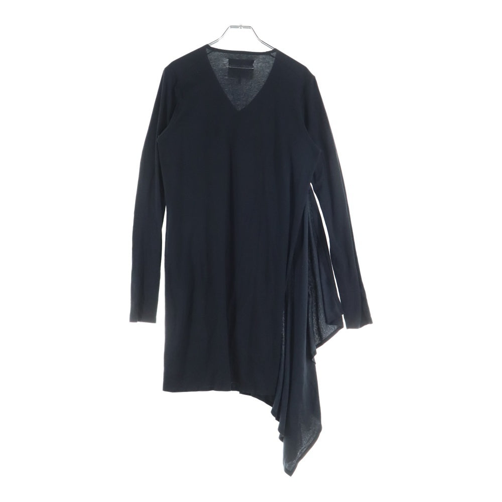 MM6 Maison Margiela(エムエムシックスメゾンマルジェラ) 14SS アシンメトリー 変形デザイン Vネック 長袖ワンピース ブラック レディース S32CT0538 S22329