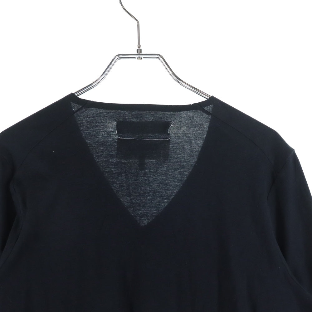 MM6 Maison Margiela(エムエムシックスメゾンマルジェラ) 14SS アシンメトリー 変形デザイン Vネック 長袖ワンピース ブラック レディース S32CT0538 S22329