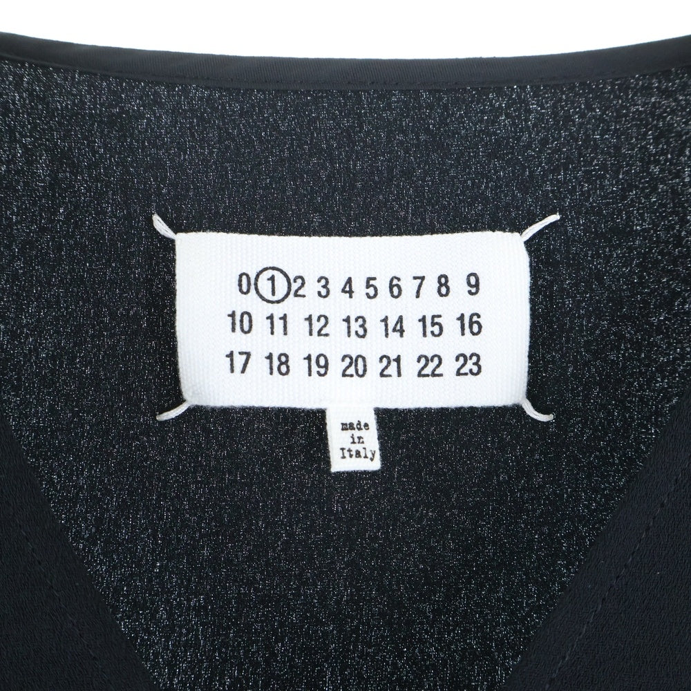 Maison Margiela 1(メゾンマルジェラ) 13AW サイドプリーツ Vネック ポリエステル ワンピース ブラック レディース S31CT0696 S42024