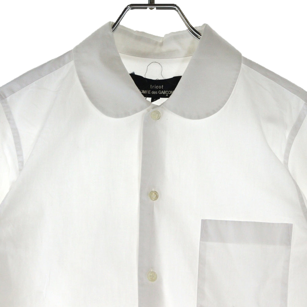 tricot COMME des GARCONS(トリコ コム デ ギャルソン) 09AW AD2009 フリルデザイン 丸襟 コットンブラウス 長袖シャツ ホワイト レディース TD-B032