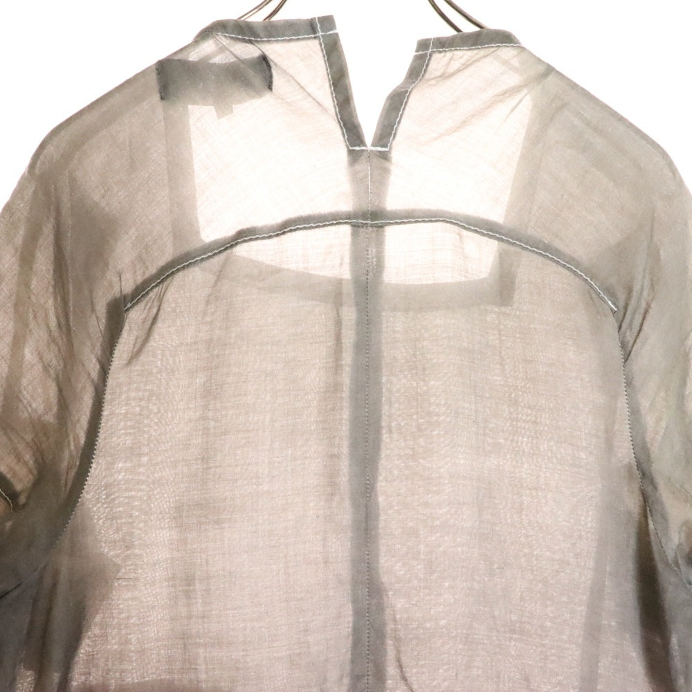 tricot COMME des GARCONS(トリコ コム デ ギャルソン) 15SS AD2014 リネン ギャザーデザイン スクエアネック 半袖ワンピース グレー レディース TO-O005