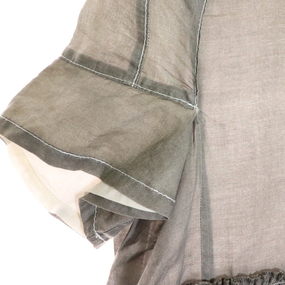 tricot COMME des GARCONS(トリコ コム デ ギャルソン) 15SS AD2014 リネン ギャザーデザイン スクエアネック 半袖ワンピース グレー レディース TO-O005