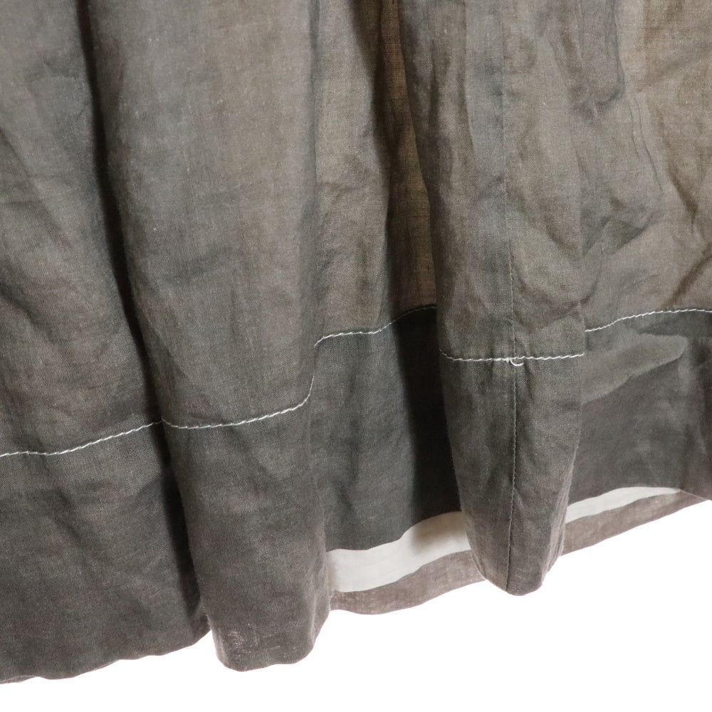 tricot COMME des GARCONS(トリコ コム デ ギャルソン) 15SS AD2014 リネン ギャザーデザイン スクエアネック 半袖ワンピース グレー レディース TO-O005