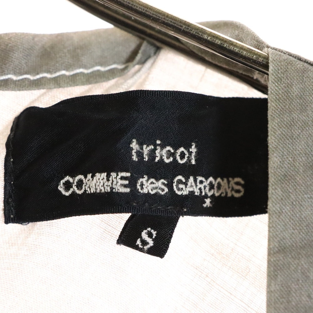 tricot COMME des GARCONS(トリコ コム デ ギャルソン) 15SS AD2014 リネン ギャザーデザイン スクエアネック 半袖ワンピース グレー レディース TO-O005