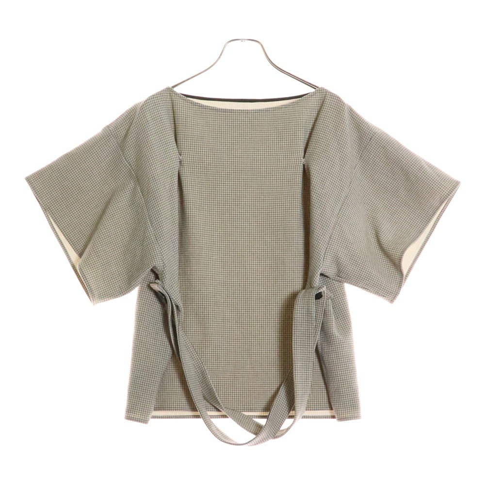 MM6 Maison Margiela(エムエムシックスメゾンマルジェラ) 18AW 格子柄 フロントタック バックループデザイン ポリレーヨン 半袖Tシャツ レディース S52NC0124 S48960