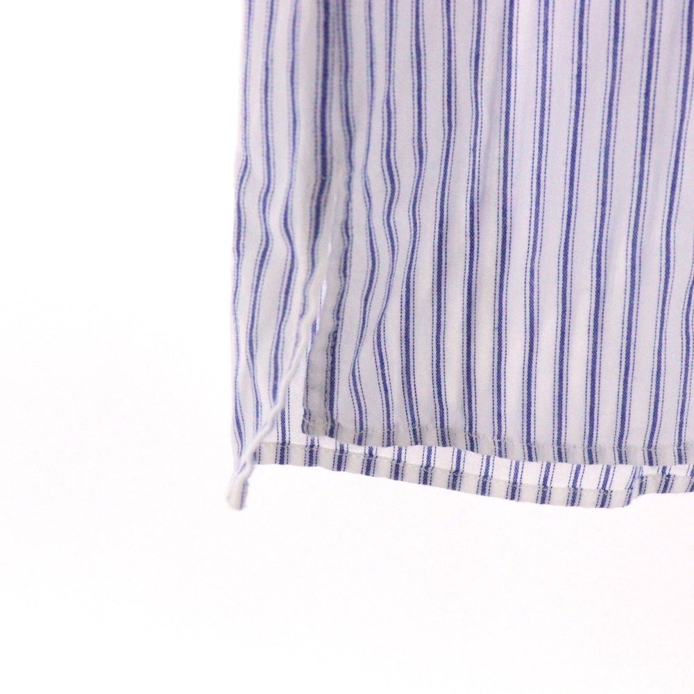 tricot COMME des GARCONS(トリコ コム デ ギャルソン) 16SS AD2015 レースライン 丸襟 ストライプコットンブラウス 半袖シャツ ブルー/ホワイト レディース TQ-B016
