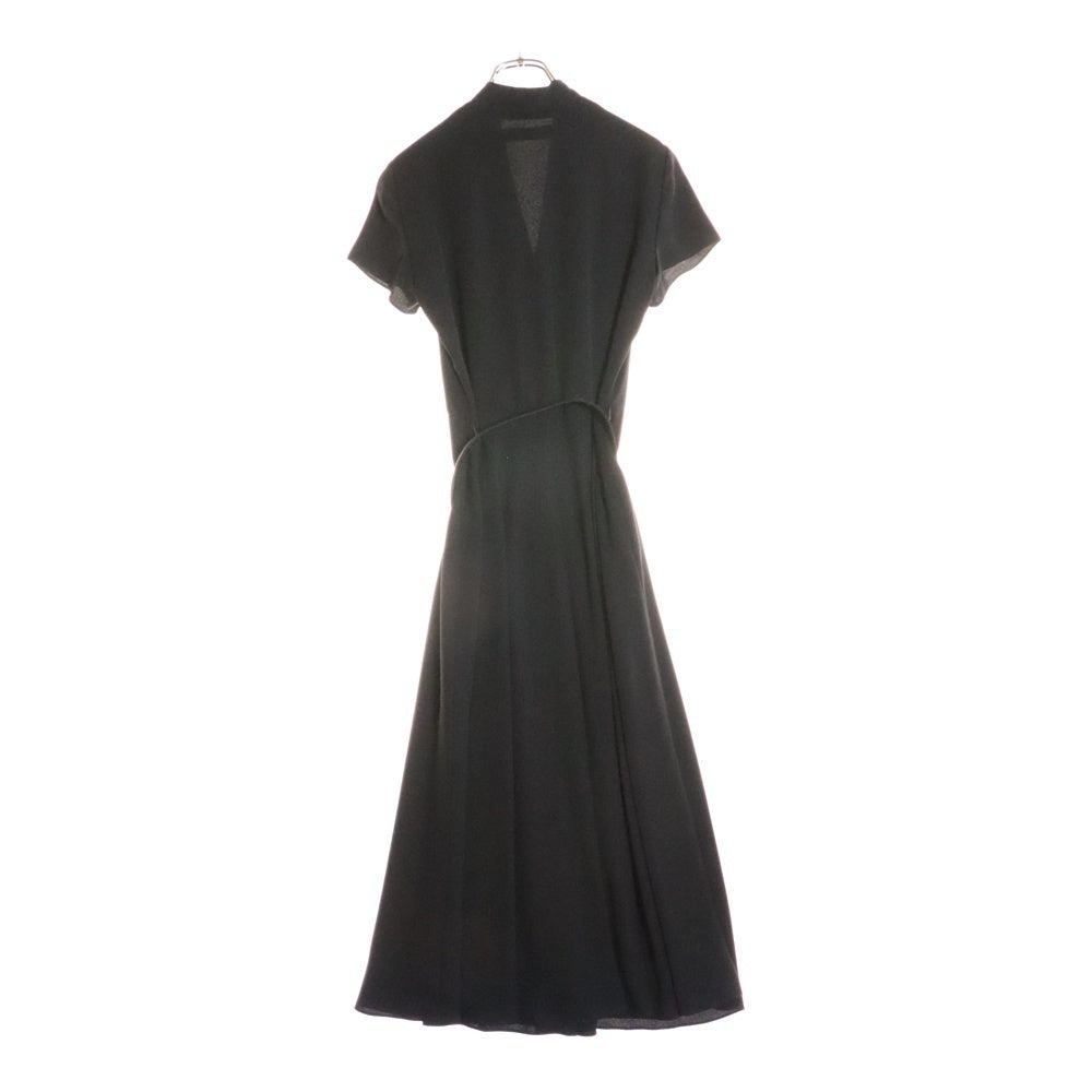 LAUREN RALPH LAUREN(ローレンラルフローレン) ポリエステル ベルト ロング 半袖ワンピース ブラック レディース