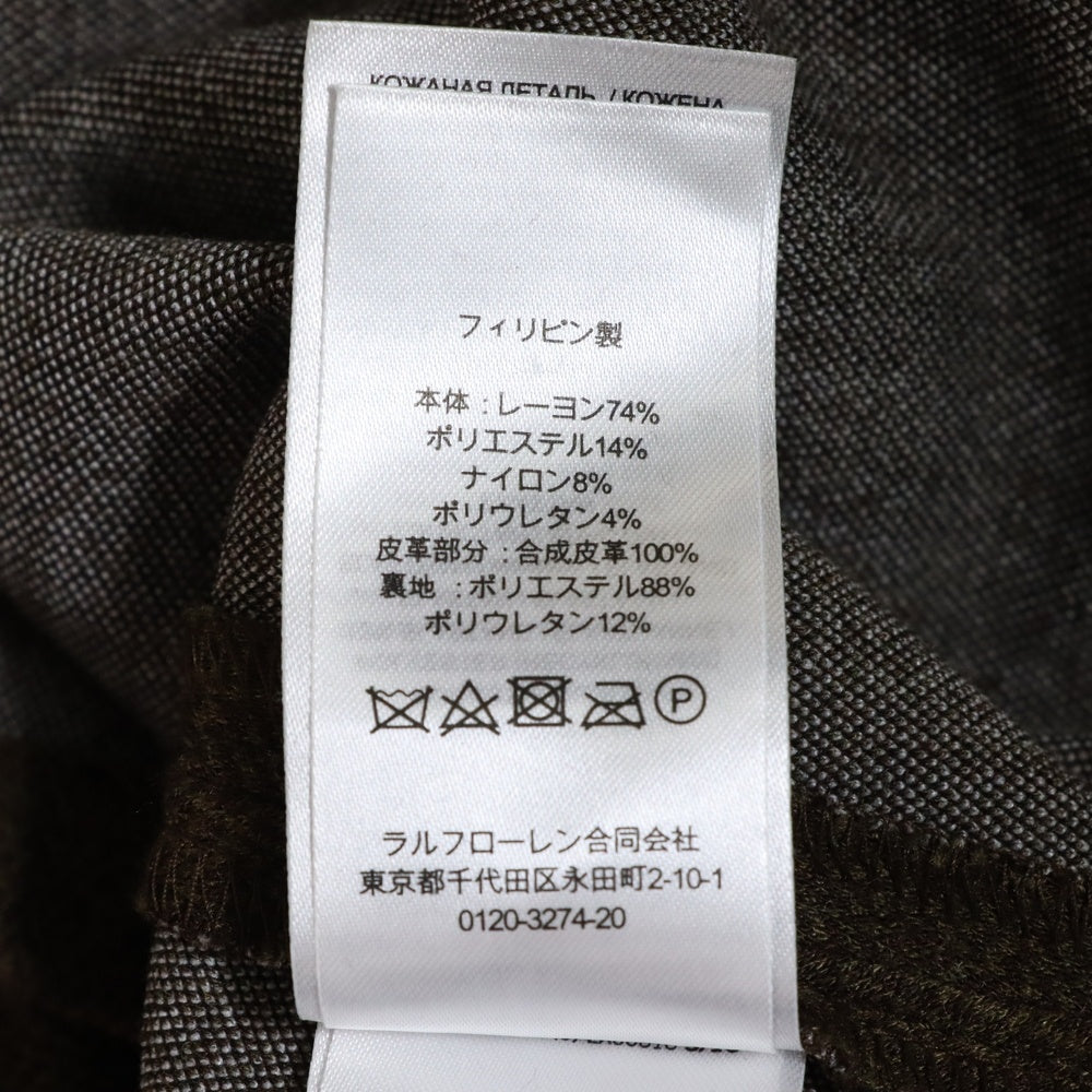 LAUREN RALPH LAUREN(ローレンラルフローレン) ウエストレザーベルトデザイン ストレッチヘリンボーン ノースリーブワンピース ブラウン レディース