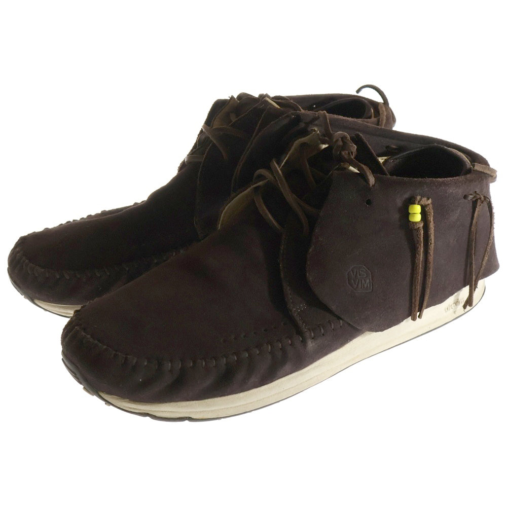 VISVIM(ヴィスヴィム) ロゴ印字付き スウェードレザーミッドカットスニーカー ブラウン V006-02
