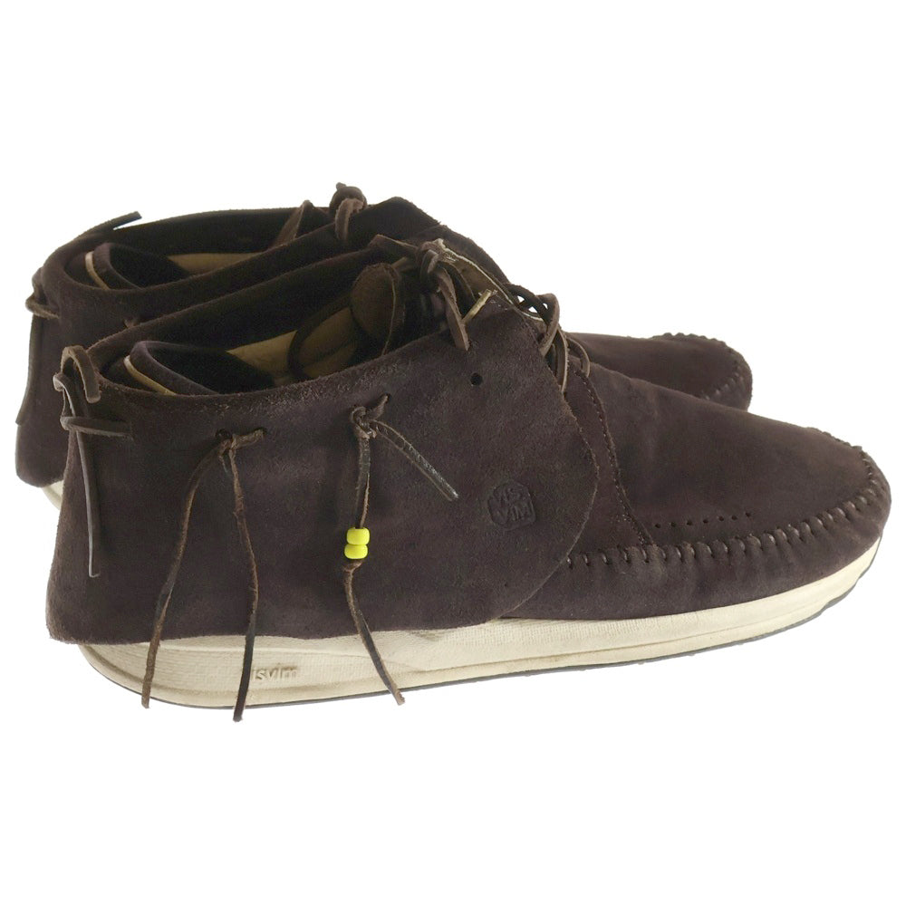 VISVIM(ヴィスヴィム) ロゴ印字付き スウェードレザーミッドカットスニーカー ブラウン V006-02