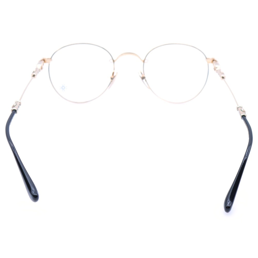 CHROME HEARTS(クロムハーツ) BUBBA-A クロステンプル メタルフレーム ラウンド アイウェア 眼鏡 ゴールド