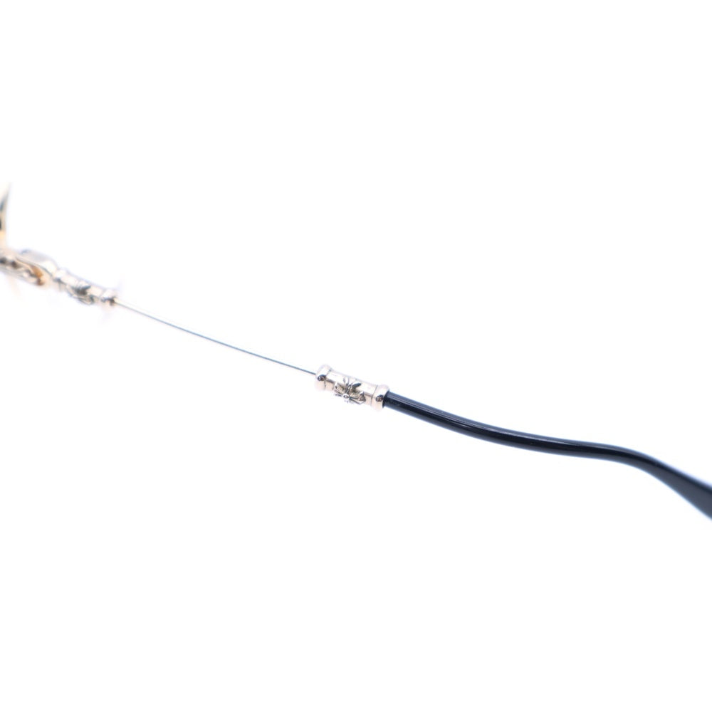 CHROME HEARTS(クロムハーツ) BUBBA-A クロステンプル メタルフレーム ラウンド アイウェア 眼鏡 ゴールド