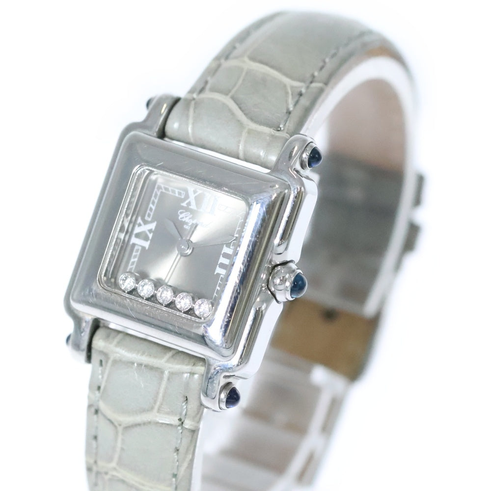 CHOPARD(ショパール) HAPPY SPORT SQUARE 5PAVE ハッピースポーツ スクエア クウォーツ 腕時計 シルバー/グレー 27/8892-23