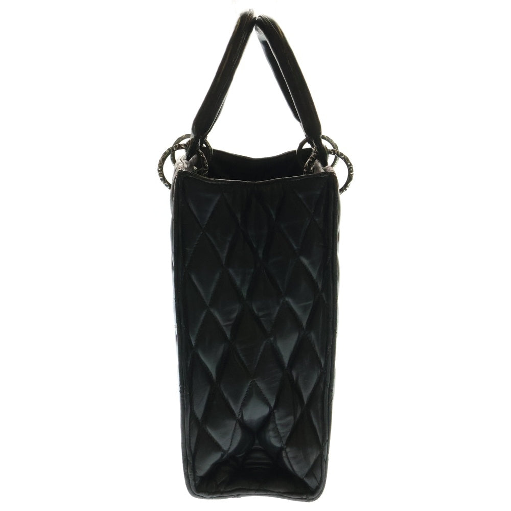 CHROME HEARTS(クロムハーツ) ダガー クロス BSフレア チャーム キルティング ラムレザートートバッグ ハンドバッグ ブラック