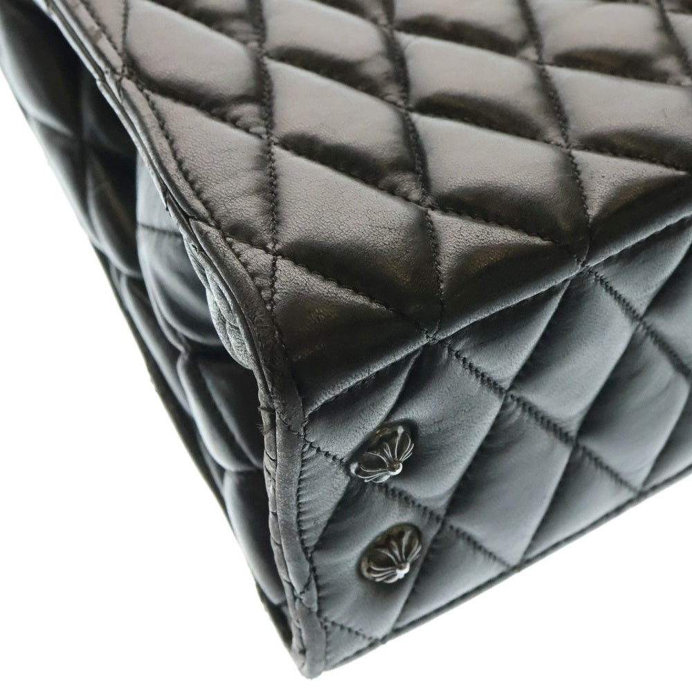 CHROME HEARTS(クロムハーツ) ダガー クロス BSフレア チャーム キルティング ラムレザートートバッグ ハンドバッグ ブラック