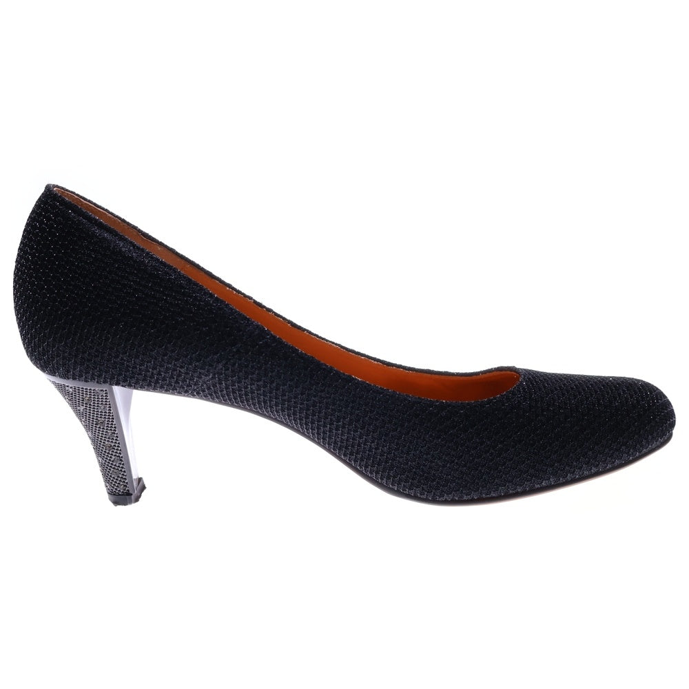 LANVIN(ランバン) ラメ デザイン レザー ヒール ブラック レディース