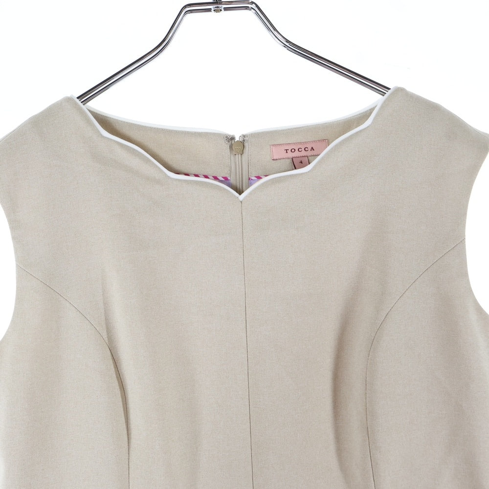 TOCCA(トッカ) ロゴプレート ノースリーブ ワンピース ベージュ レディース