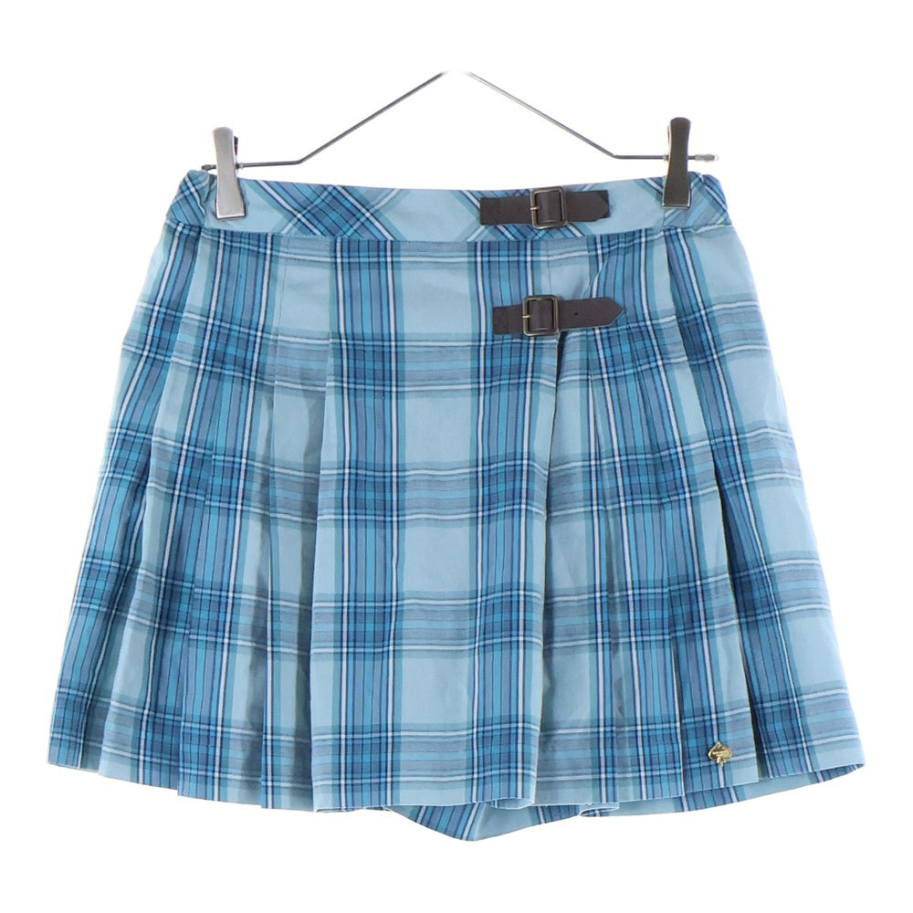 Kate Spade(ケイトスペード) ロゴプレート サイドベルト チェック キュロットスカート ブルー レディース