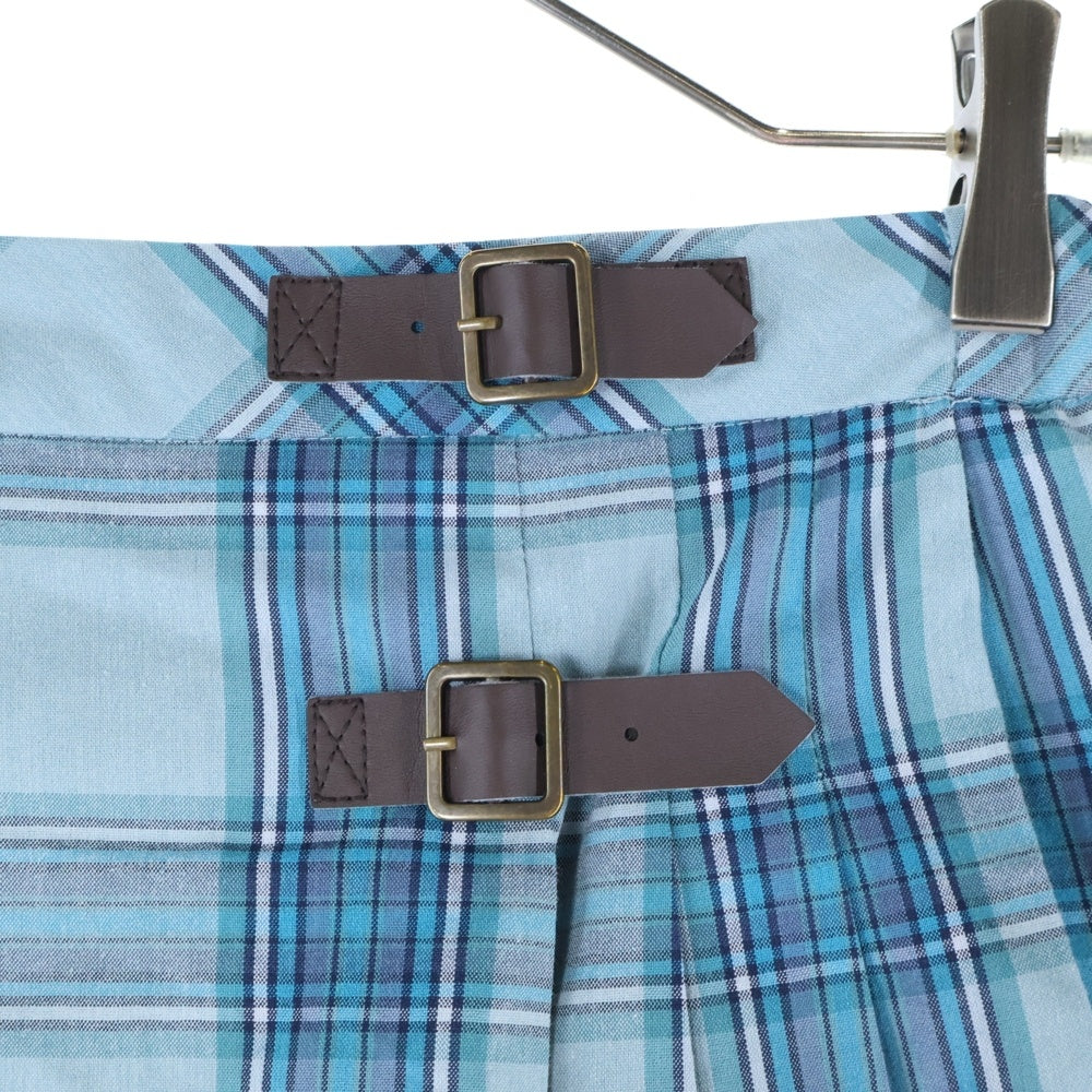 Kate Spade(ケイトスペード) ロゴプレート サイドベルト チェック キュロットスカート ブルー レディース