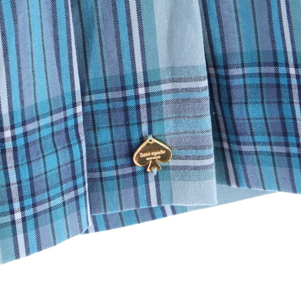 Kate Spade(ケイトスペード) ロゴプレート サイドベルト チェック キュロットスカート ブルー レディース