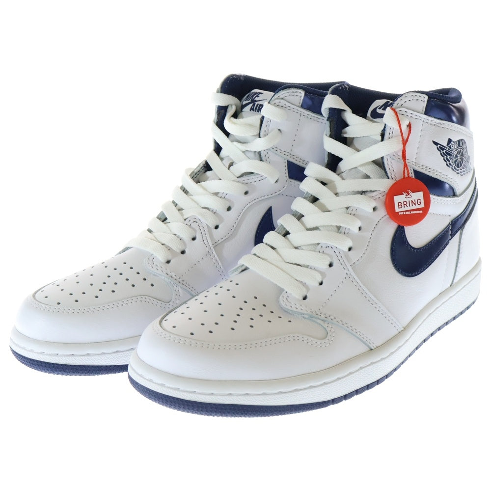 NIKE(ナイキ) AIR JORDAN 1 RETRO HIGH OG METALLIC NAVY エアジョーダン1 レトロ メタリックネイビー ハイカットスニーカー ホワイト US9/27cm 555088-106