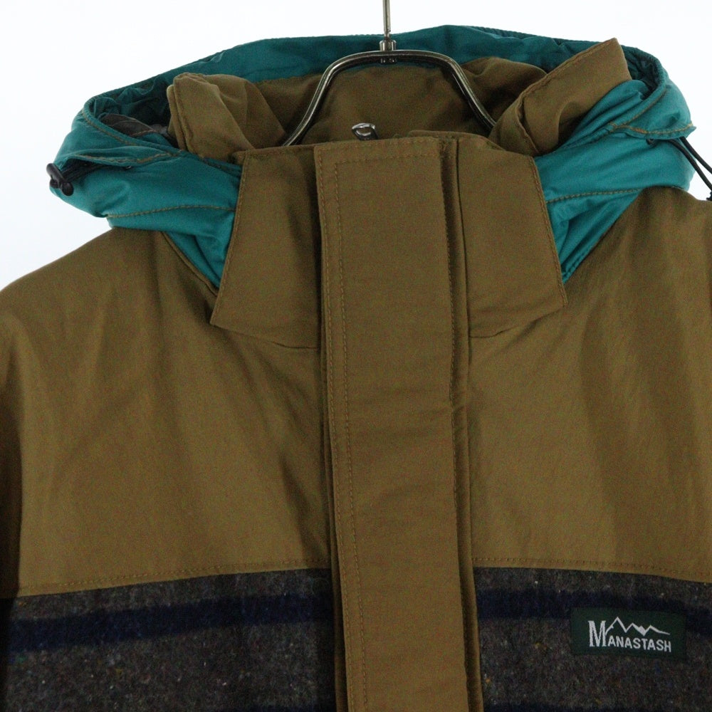 MANASTASH(マナスタッシュ) 7182015 ウールナイロン切替 ジップアップフーデッド中綿ジャケット マルチカラー