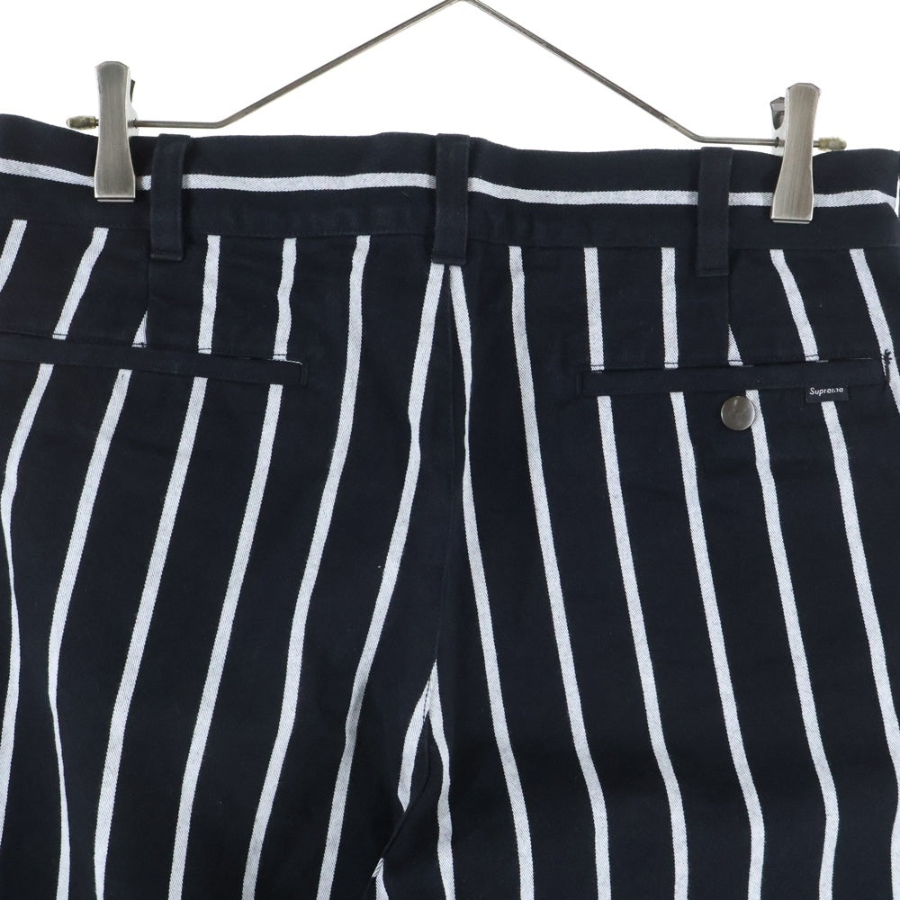 SUPREME(シュプリーム) Work Short ストライプ コットン ワークショーツ ハーフパンツ ブラック/ホワイト
