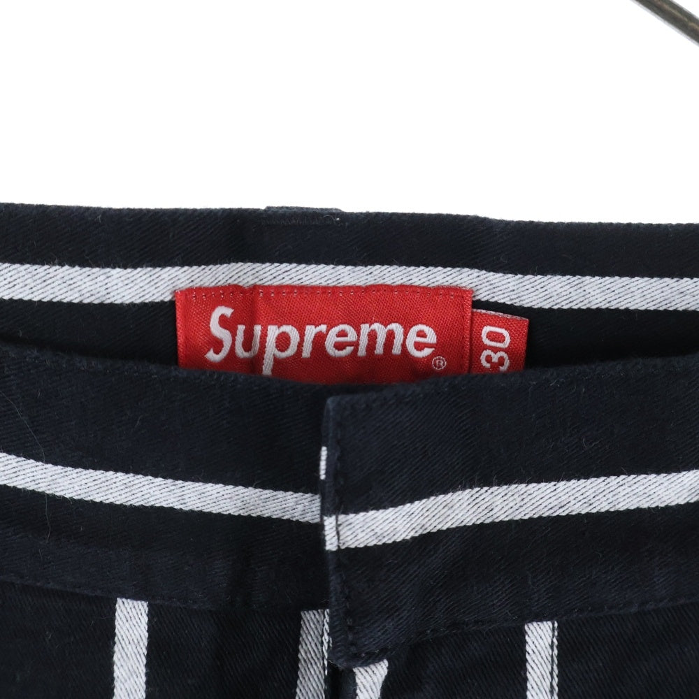 SUPREME(シュプリーム) Work Short ストライプ コットン ワークショーツ ハーフパンツ ブラック/ホワイト