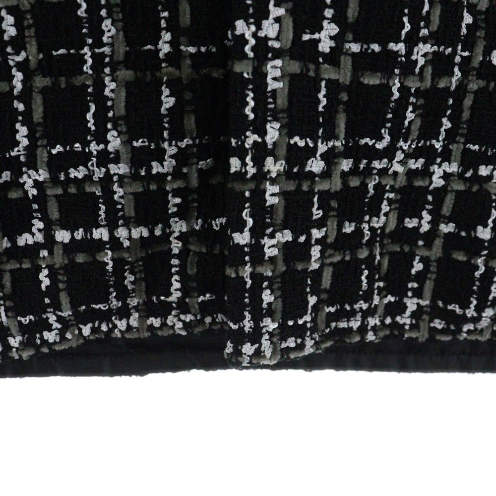 MLVINCE(メルヴィンス) MONO EMBROIDERY SHIRT ツイード地 長袖チェックシャツ ブラック/ホワイト