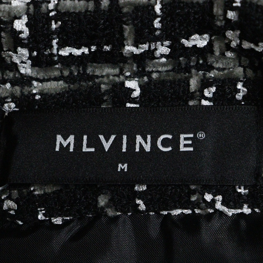 MLVINCE(メルヴィンス) MONO EMBROIDERY SHIRT ツイード地 長袖チェックシャツ ブラック/ホワイト