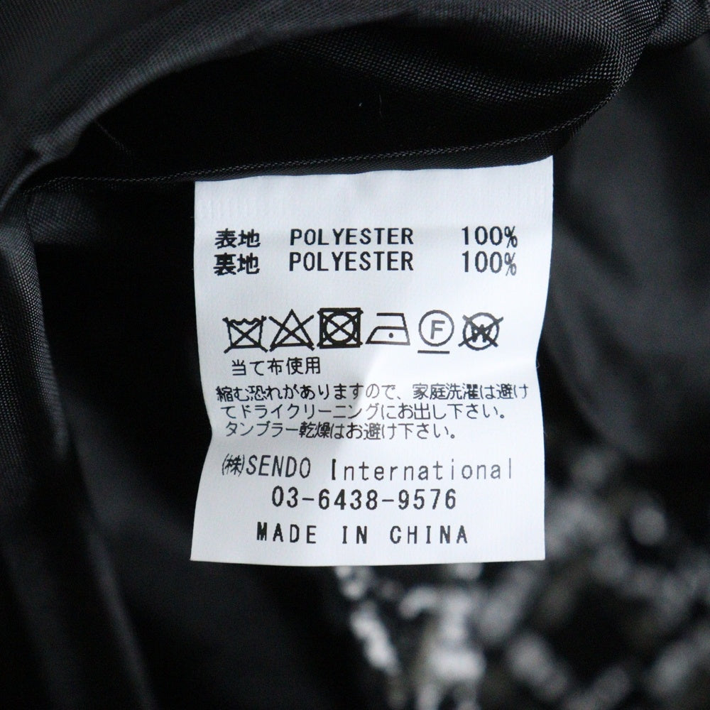 MLVINCE(メルヴィンス) MONO EMBROIDERY SHIRT ツイード地 長袖チェックシャツ ブラック/ホワイト