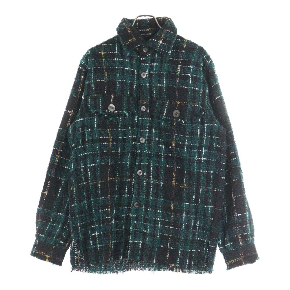 MLVINCE(メルヴィンス) MLVINCE(メルヴェンス)CHECK TWEED SHIRTS チェック柄 長袖ツウィードシャツ グリーン/ブラック