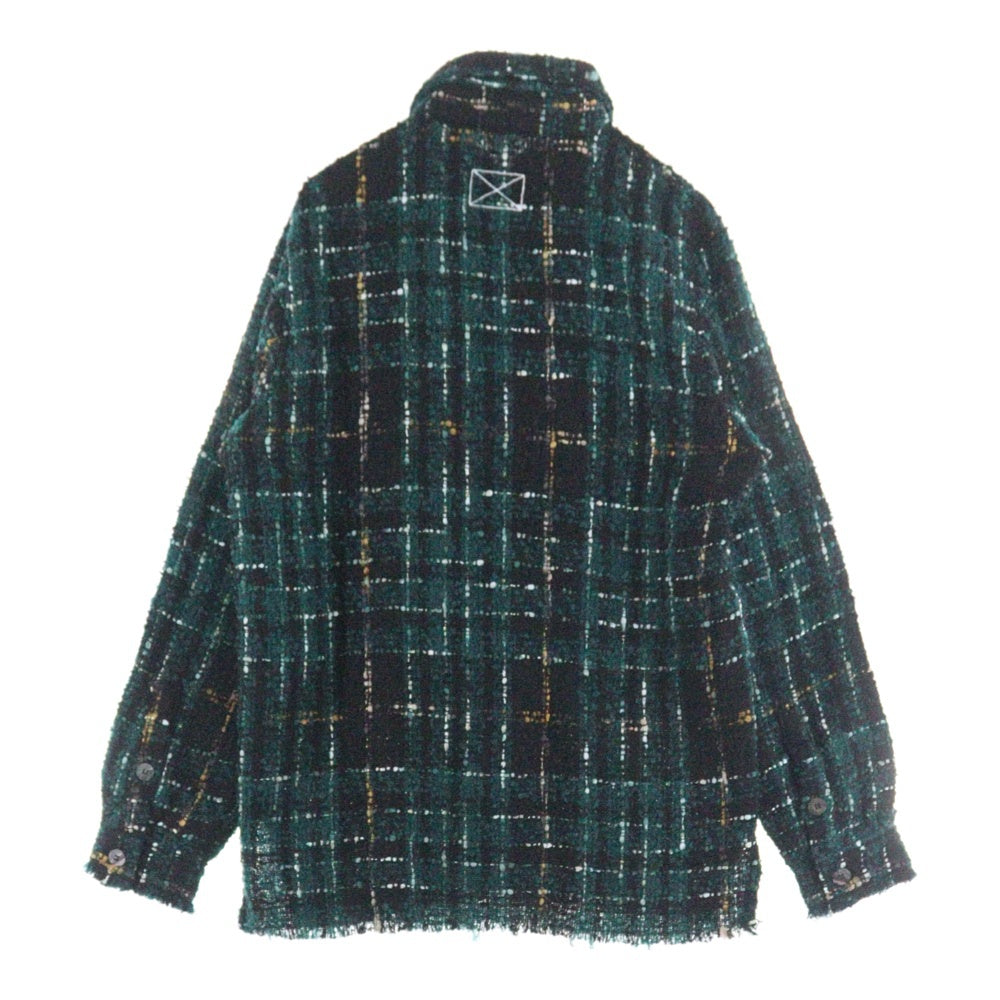 MLVINCE(メルヴィンス) MLVINCE(メルヴェンス)CHECK TWEED SHIRTS チェック柄 長袖ツウィードシャツ グリーン/ブラック