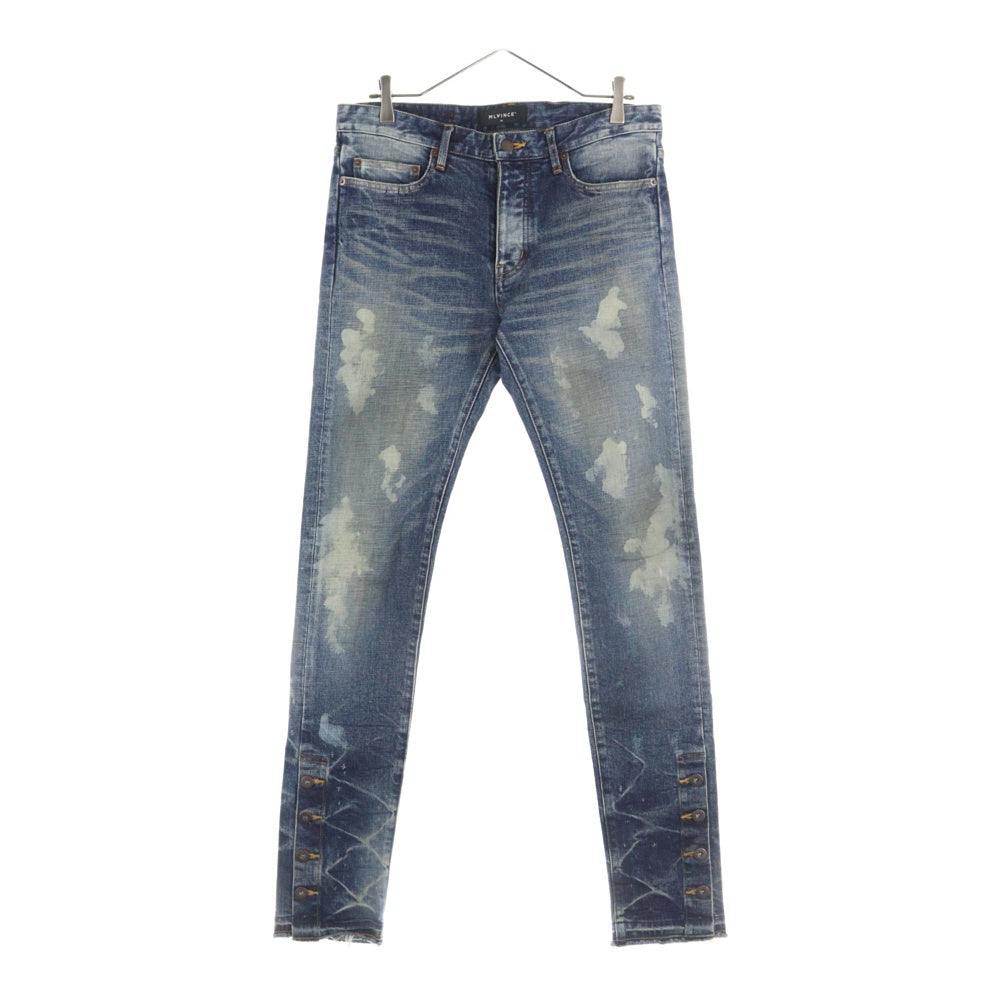 MLVINCE(メルヴィンス) MLVINCE(メルヴェンス)TYPE-1 SLIM DAMAGE JEANS タイプ1 ダメージ加工 裾ボタン スリムフィット デニムパンツ インディゴ