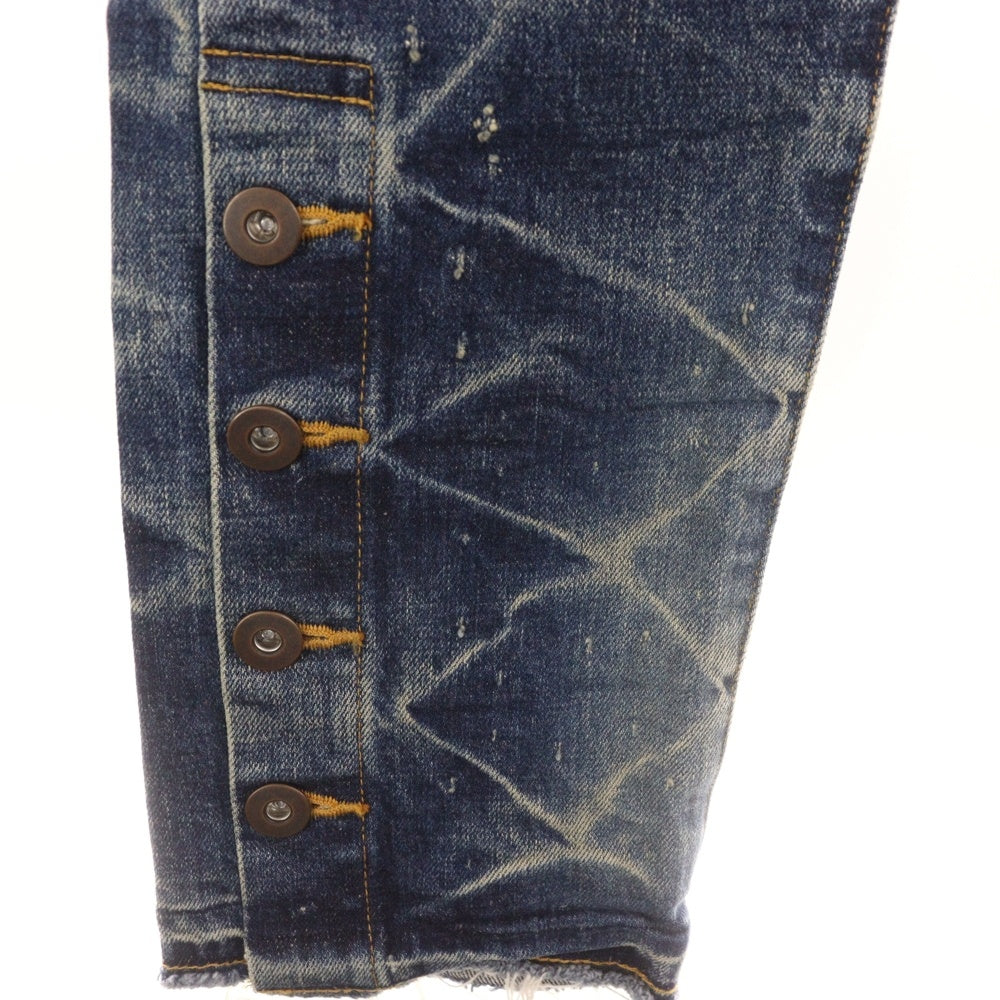 MLVINCE(メルヴィンス) MLVINCE(メルヴェンス)TYPE-1 SLIM DAMAGE JEANS タイプ1 ダメージ加工 裾ボタン スリムフィット デニムパンツ インディゴ