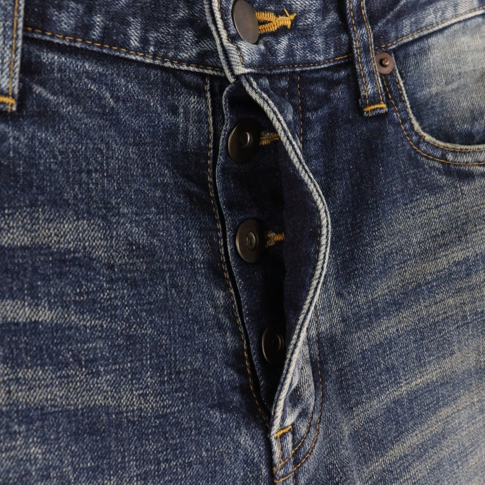 MLVINCE(メルヴィンス) MLVINCE(メルヴェンス)TYPE-1 SLIM DAMAGE JEANS タイプ1 ダメージ加工 裾ボタン スリムフィット デニムパンツ インディゴ