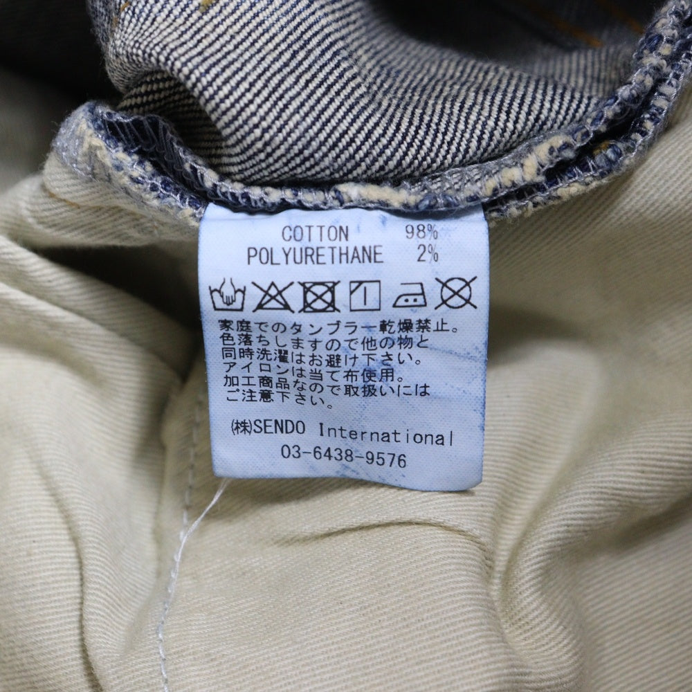 MLVINCE(メルヴィンス) MLVINCE(メルヴェンス)TYPE-1 SLIM DAMAGE JEANS タイプ1 ダメージ加工 裾ボタン スリムフィット デニムパンツ インディゴ