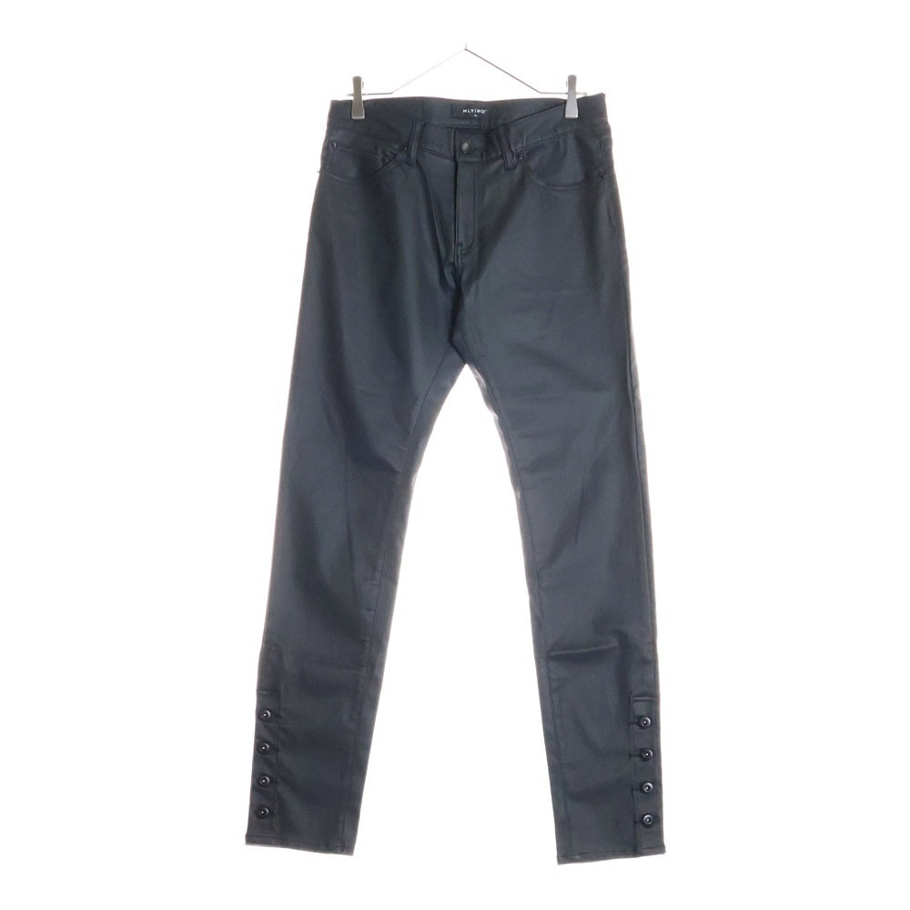 MLVINCE(メルヴィンス) 21AW WAX STRETCH SKINNY PANTS ワックス 裾ボタン スキニーパンツ ブラック MV21AW10-WPT021BK