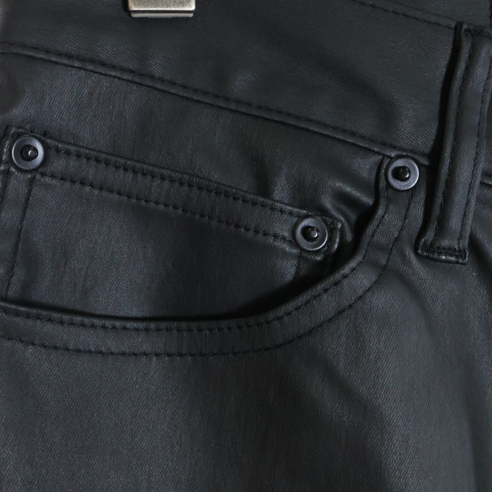 MLVINCE(メルヴィンス) 21AW WAX STRETCH SKINNY PANTS ワックス 裾ボタン スキニーパンツ ブラック MV21AW10-WPT021BK