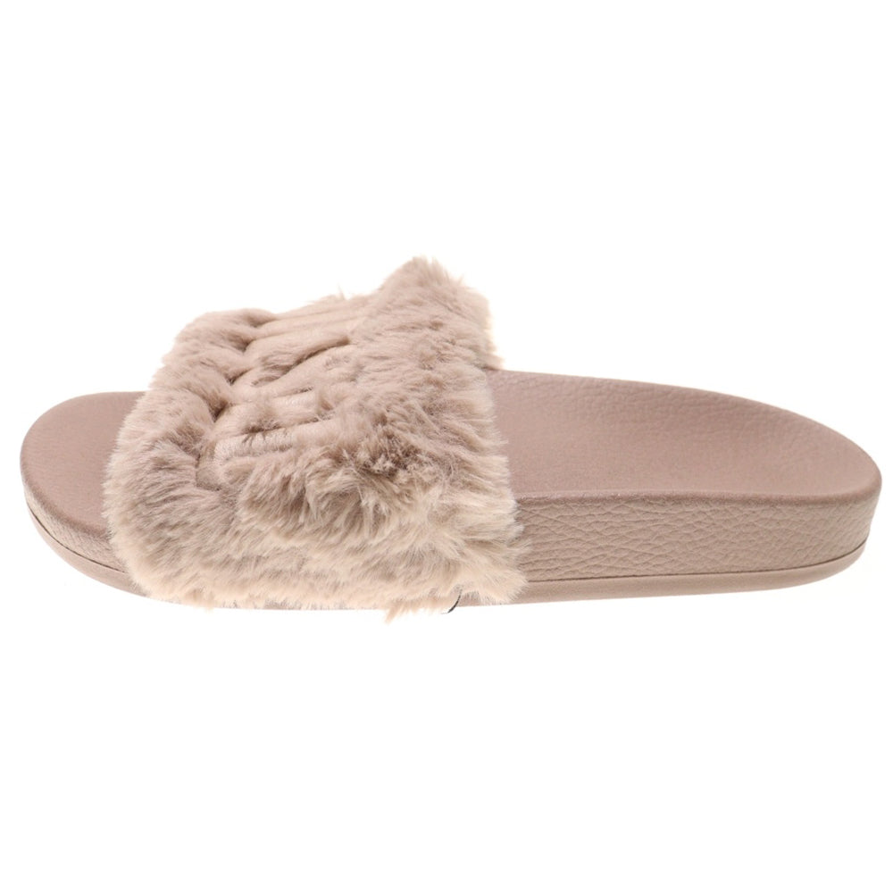 DIESEL(ディーゼル) ロゴデザイン ファー付き サンダル レディース ベージュ