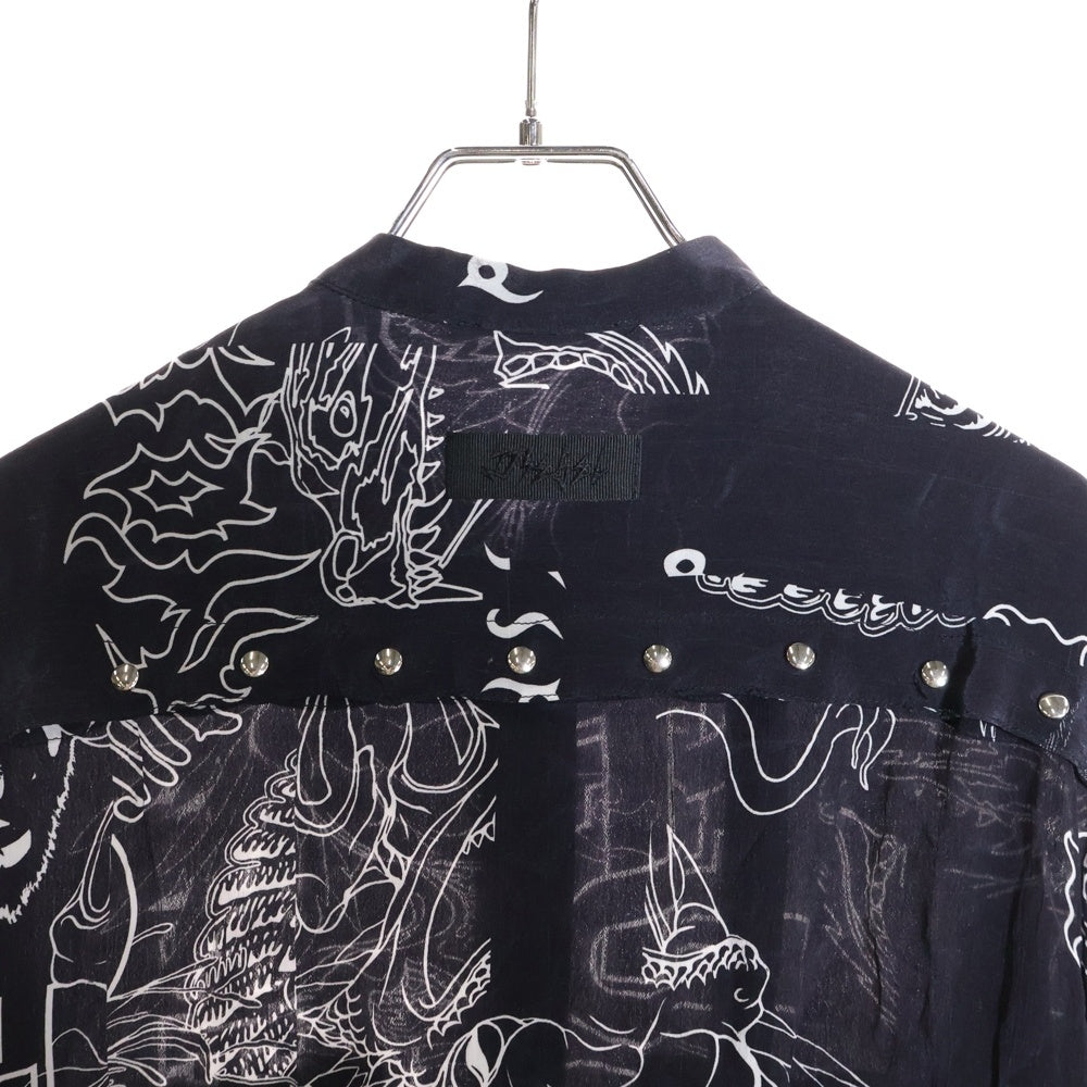 DIESEL(ディーゼル) D-SUPER-E DRESS タトゥーデザイン 総柄 ダブル胸ポケット 長袖シャツ レディース ブラック 00SX3U