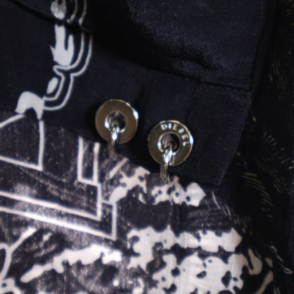DIESEL(ディーゼル) D-SUPER-E DRESS タトゥーデザイン 総柄 ダブル胸ポケット 長袖シャツ レディース ブラック 00SX3U